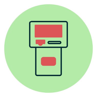 ATM makine kutsal kişilerin resmi, vektör çizim