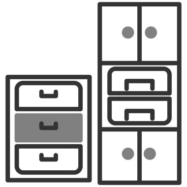 Çekmeceler simgesinin vektör illüstrasyonu 