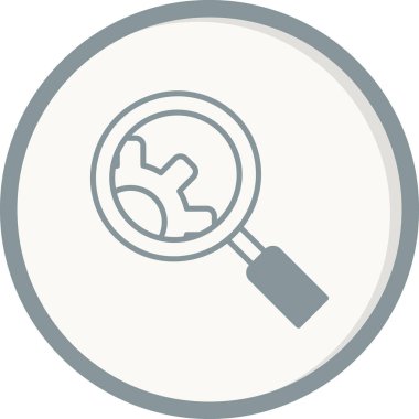 Vites ikonlu büyüteç. Vektör çizimi. Araştırma. 