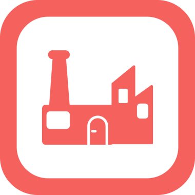 Fabrika binası ikonu. Ağ için Sürdürülebilir Fabrika vektör simgesinin özeti