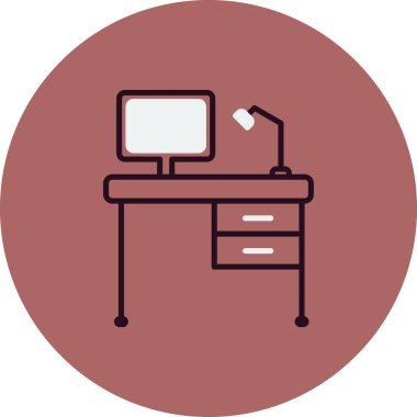 ofis masa simgesi vektör illüstrasyonu