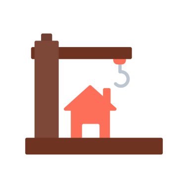 Yapı simgesi altındaki ev, vektör illüstrasyonu