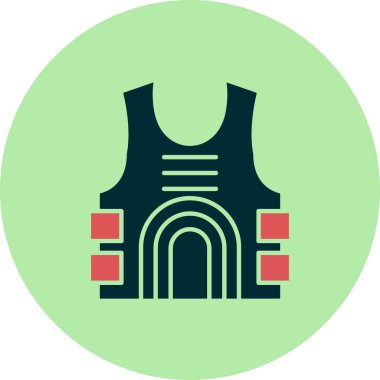 Kurşun geçirmez yelek simgesi, vektör çizimi, vücut zırhı 