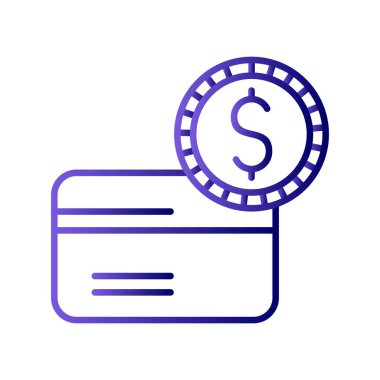 Para için. Kredi kartı ve sikke web simgesi basit tasarım