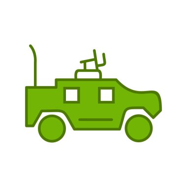 Askeri araç ikon vektörü. İnce çizgi işareti. izole edilmiş sınır sembolü çizimi 