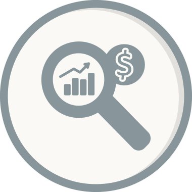 İş grafiği simgesi olan büyüteç, pazar analizi vektör çizimi tasarımı 