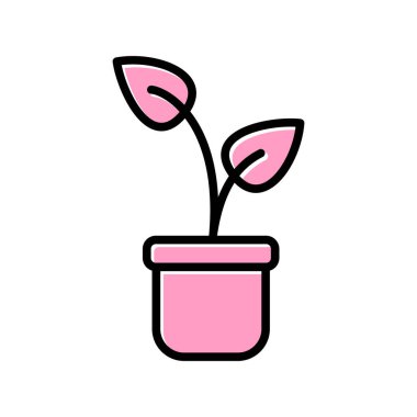 bitki saksısı ikon vektör çizimi tasarımı