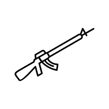 Silah ikonu. Saldırı Tüfeği illüstrasyonu, düz tasarım 10 birim
