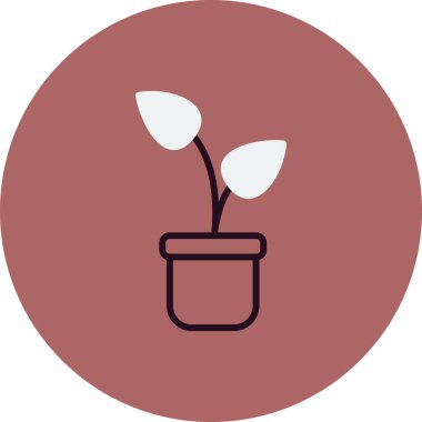 bitki saksısı ikon vektör çizimi tasarımı