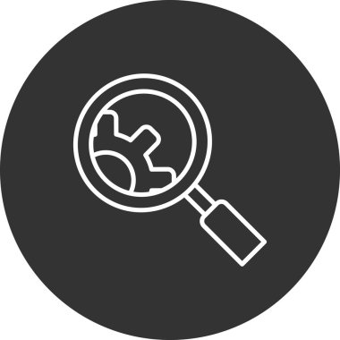 Vites ikonlu büyüteç. Vektör çizimi. Araştırma. 