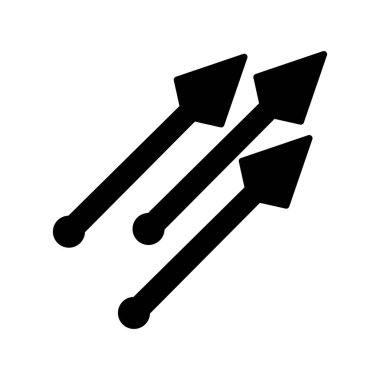 ok işareti ikon vektörü. İnce çizgili resim grafiği. Mızraklar izole edilmiş sınır sembolü çizimi