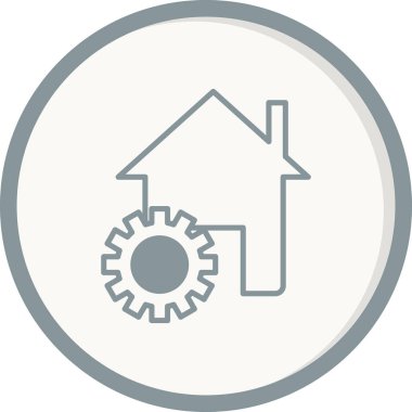 ev ve dişli simgesi, Yapı vektörü illüstrasyonu altında