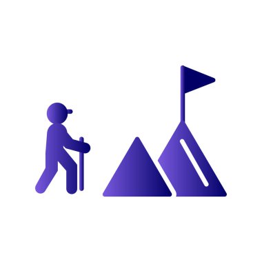 Düz dizaynda tırmanma simgesi. Hedef ve başarı kavramı