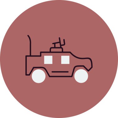 Askeri araç ikon vektörü. İnce çizgi işareti. izole edilmiş sınır sembolü çizimi 