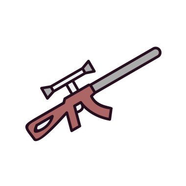 Keskin nişancı tüfeği vektör ikonu. İnce çizgi işareti. izole edilmiş sınır sembolü çizimi