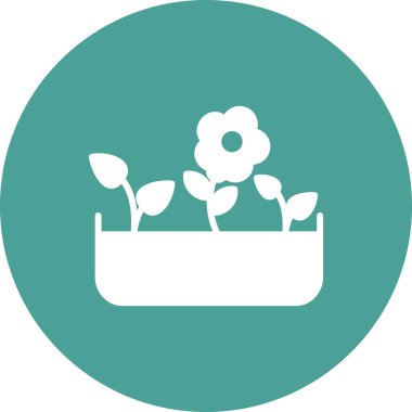 bitki saksısı ikon vektör çizimi tasarımı