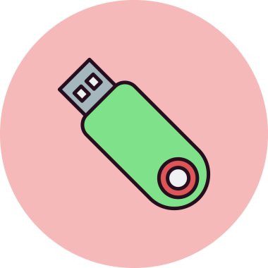 USB flash disk simgesi. USB deposunun basit bir illüstrasyonu