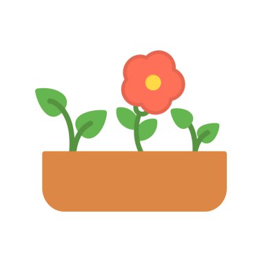 bitki saksısı ikon vektör çizimi tasarımı