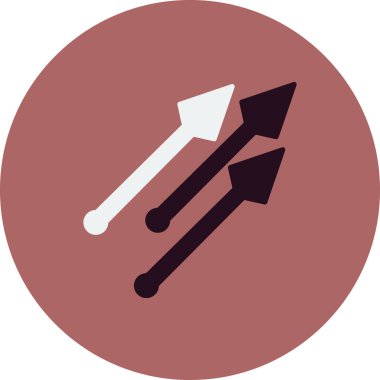 ok işareti ikon vektörü. İnce çizgili resim grafiği. Mızraklar izole edilmiş sınır sembolü çizimi