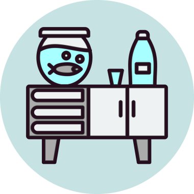 komodin simgesi, mobilyaların vektör illüstrasyonu