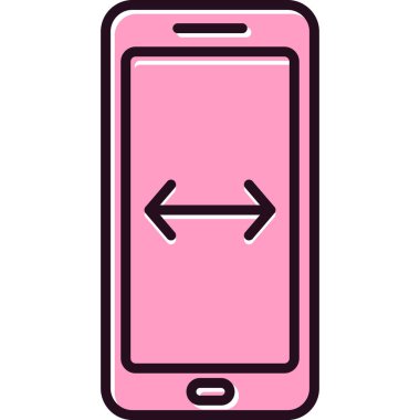 ekranda yatay okları olan cep telefonu, basit tasarım, vektör illüstrasyonu