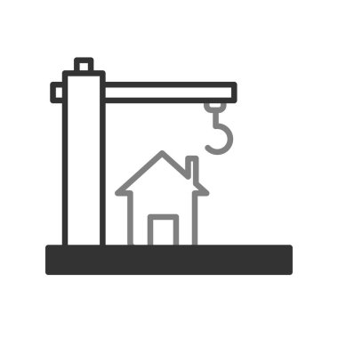 Yapı simgesi altındaki ev, vektör illüstrasyonu