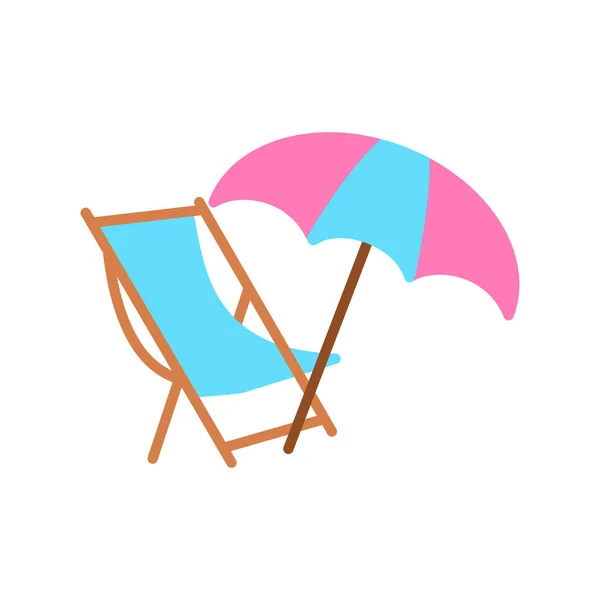 Plaj Şemsiyesi Iskemle Simgesi Güneş Paneli Vektör Logosu — Stok Vektör