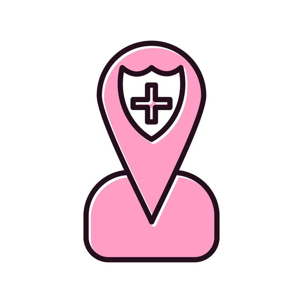 Ikona Umístění Nemocnice Vektorová Ilustrace — Stockový vektor