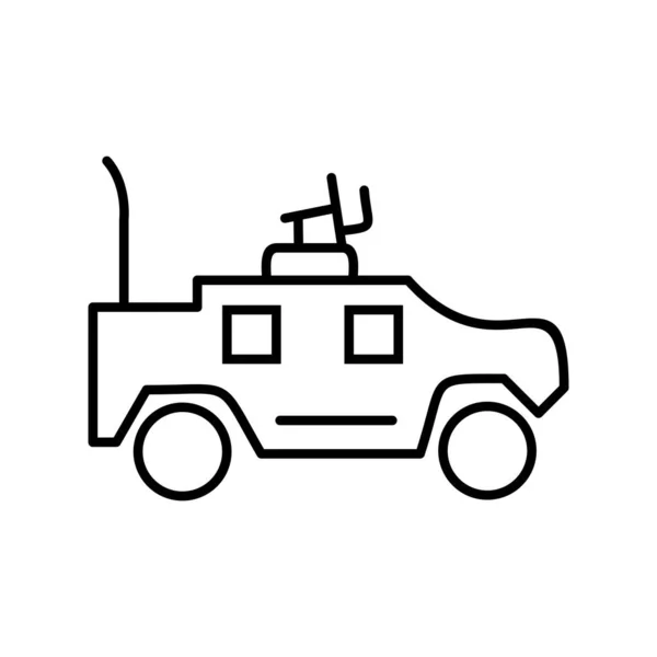 Symbolvektor Für Militärfahrzeuge Dünne Linie Zeichen Isolierte Kontursymboldarstellung — Stockvektor