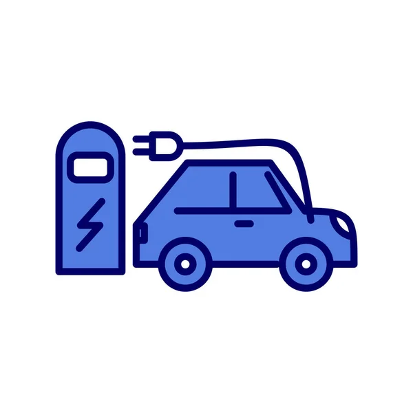 Ηλεκτρικό Αυτοκίνητο Εικονίδιο Σταθμό Φόρτισης Μεμονωμένη Απεικόνιση Συμβόλων Περιγράμματος Διάνυσμα — Διανυσματικό Αρχείο