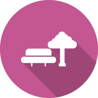 Park, ağaç ve bank simgesinin vektör illüstrasyonu