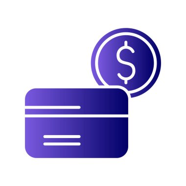 Para için. Kredi kartı ve sikke web simgesi basit tasarım