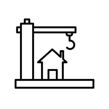 Yapı simgesi altındaki ev, vektör illüstrasyonu