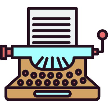 Daktilo. Web simgesi vektör illüstrasyonu 