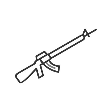 Silah ikonu. Saldırı Tüfeği illüstrasyonu, düz tasarım 10 birim