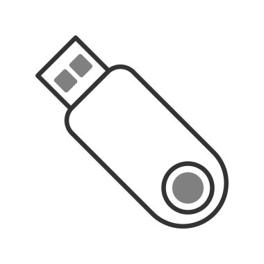 USB flash disk simgesi. USB deposunun basit bir illüstrasyonu