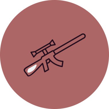 Keskin nişancı tüfeği vektör ikonu. İnce çizgi işareti. izole edilmiş sınır sembolü çizimi