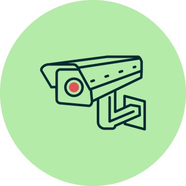 Video denetleyici ve gözetleme paneli vektör illüstrasyonlu kapalı devre kamera