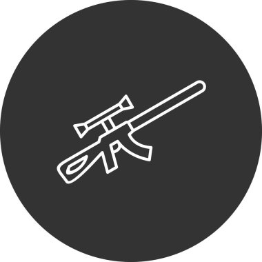 Keskin nişancı tüfeği vektör ikonu. İnce çizgi işareti. izole edilmiş sınır sembolü çizimi