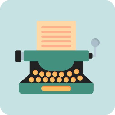 Daktilo. Web simgesi vektör illüstrasyonu 