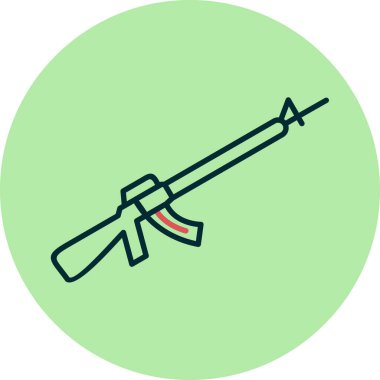 Silah ikonu. Saldırı Tüfeği illüstrasyonu, düz tasarım 10 birim