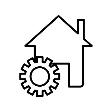 ev ve dişli simgesi, Yapı vektörü illüstrasyonu altında