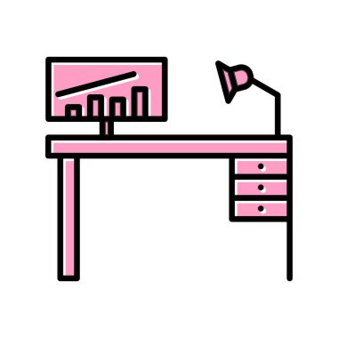 ofis masa simgesi vektör illüstrasyonu