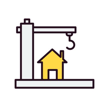 Yapı simgesi altındaki ev, vektör illüstrasyonu