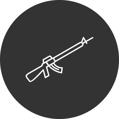 Silah ikonu. Saldırı Tüfeği illüstrasyonu, düz tasarım 10 birim