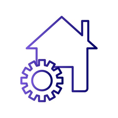 ev ve dişli simgesi, Yapı vektörü illüstrasyonu altında