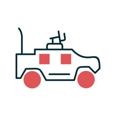 Askeri araç ikon vektörü. İnce çizgi işareti. izole edilmiş sınır sembolü çizimi 