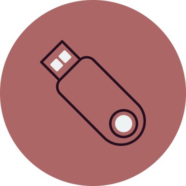 USB flash disk simgesi. USB deposunun basit bir illüstrasyonu