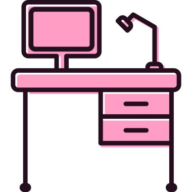 ofis masa simgesi vektör illüstrasyonu