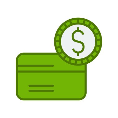 Para için. Kredi kartı ve sikke web simgesi basit tasarım